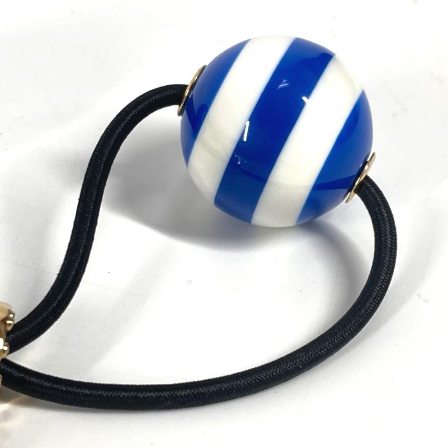 miu 美品 MIUMIU ミュウミュウ ロゴ ボーダー ヘアアクセサリー  