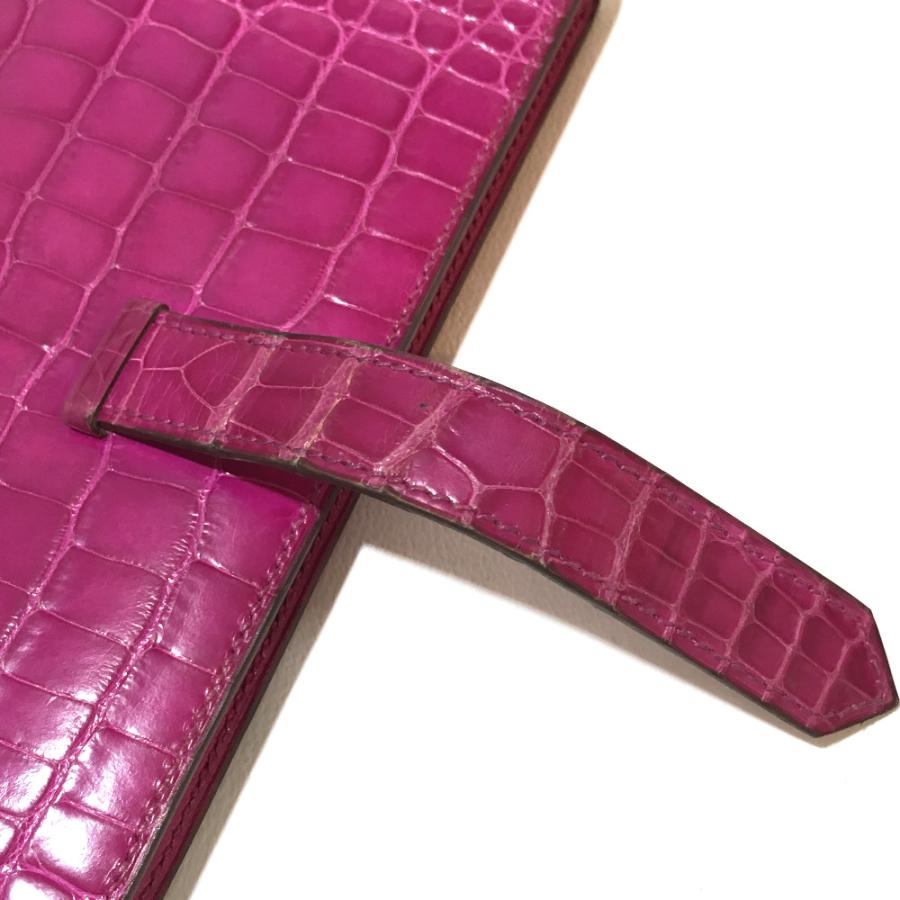HERMES エルメス ベアンスフレ アリゲーター クロコ 二つ折り 長財布 クロコダイル Q□刻 ローズシェヘラザード ピンク レディース【中古】 | HERMES | 04