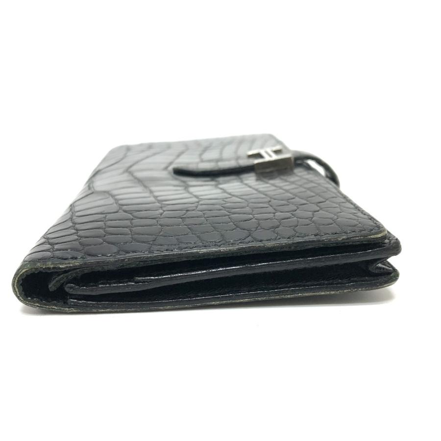 HERMES エルメス ベアン スフレ クロコダイル アリゲーター 財布 長財布 ウォレット ロングウォレット  長財布 ブラック メンズ【中古】 | HERMES | 02
