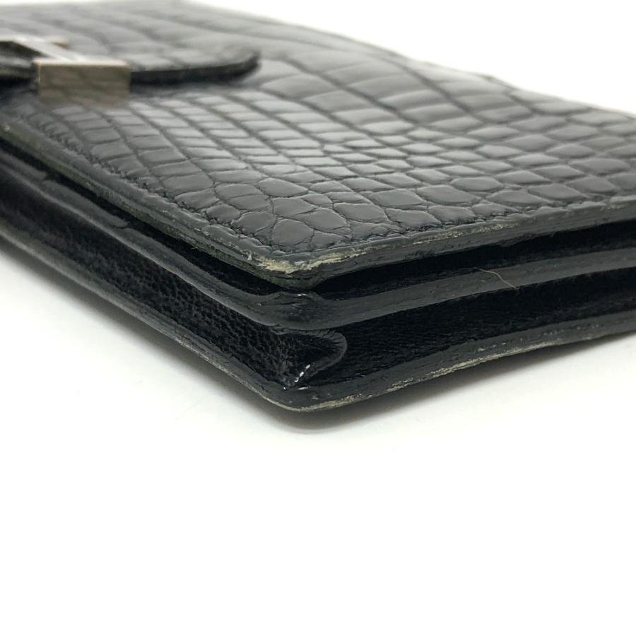 HERMES エルメス ベアン スフレ クロコダイル アリゲーター 財布 長財布 ウォレット ロングウォレット  長財布 ブラック メンズ【中古】 | HERMES | 05