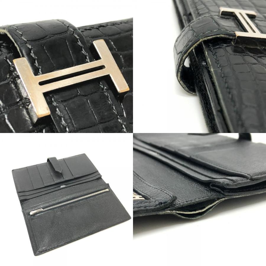HERMES エルメス ベアン スフレ クロコダイル アリゲーター 財布 長財布 ウォレット ロングウォレット  長財布 ブラック メンズ【中古】 | HERMES | 07