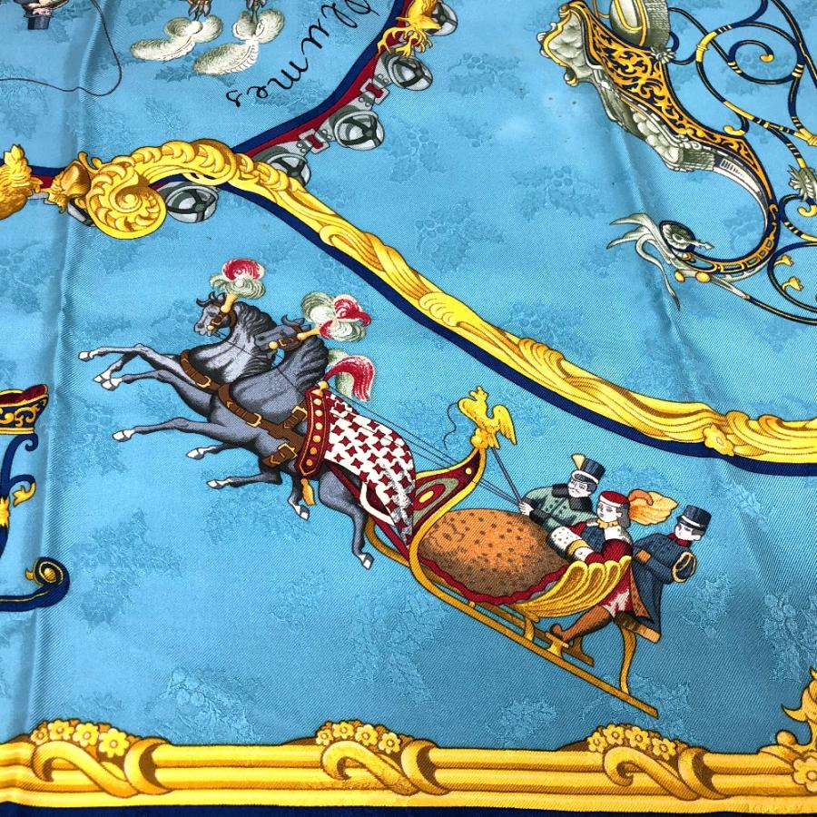 HERMES / エルメス スカーフ カレ90 シルク 羽根飾りと鈴 馬柄