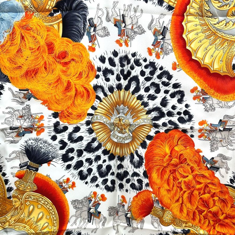 HERMES エルメス カレ90 CASQUES et PLUMETS 兜と羽根飾り スカーフ シルク ブラック レディース【中古】未使用 | HERMES | 05