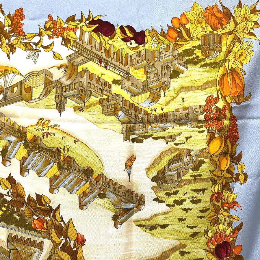 HERMES エルメス カレ90 Au Pays de Cocagne 楽園にて カレ 90  スカーフ ブルー レディース【中古】 | HERMES | 02