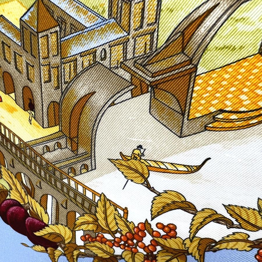 HERMES エルメス カレ90 Au Pays de Cocagne 楽園にて カレ 90  スカーフ ブルー レディース【中古】 | HERMES | 06