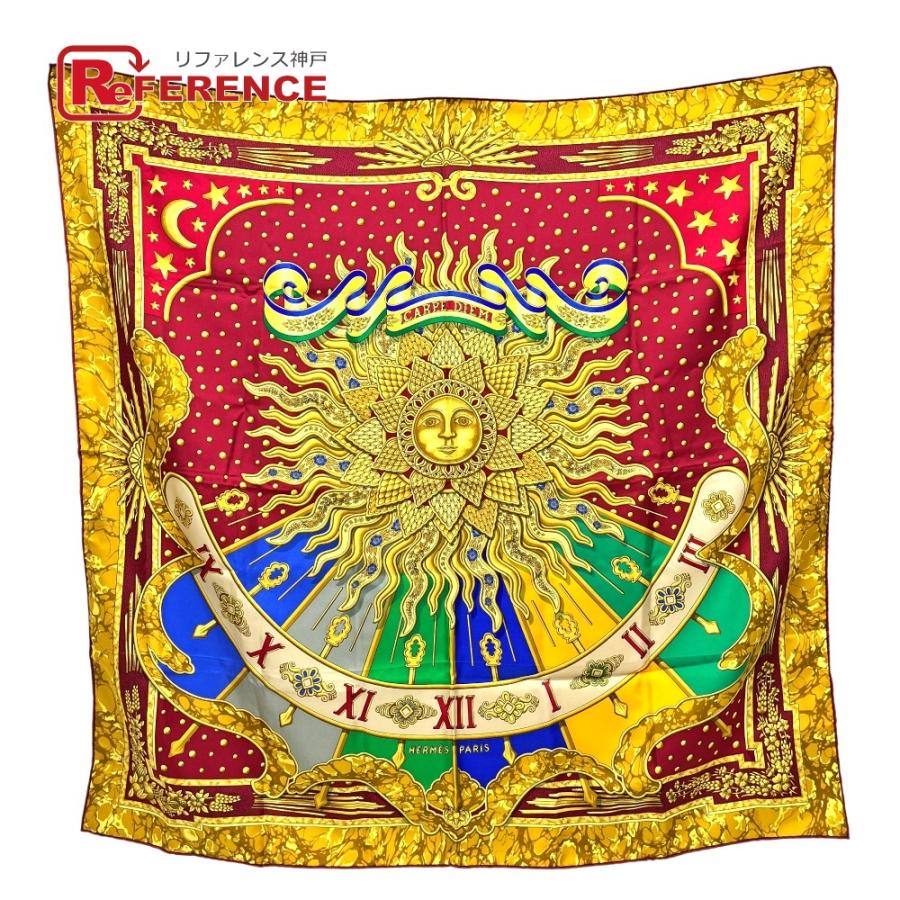 HERMES エルメス CARPE DIEM 今日一日を楽しむ 太陽 月 星 カレ90 カレ 90 スカーフ レッド レディース【中古】 | HERMES