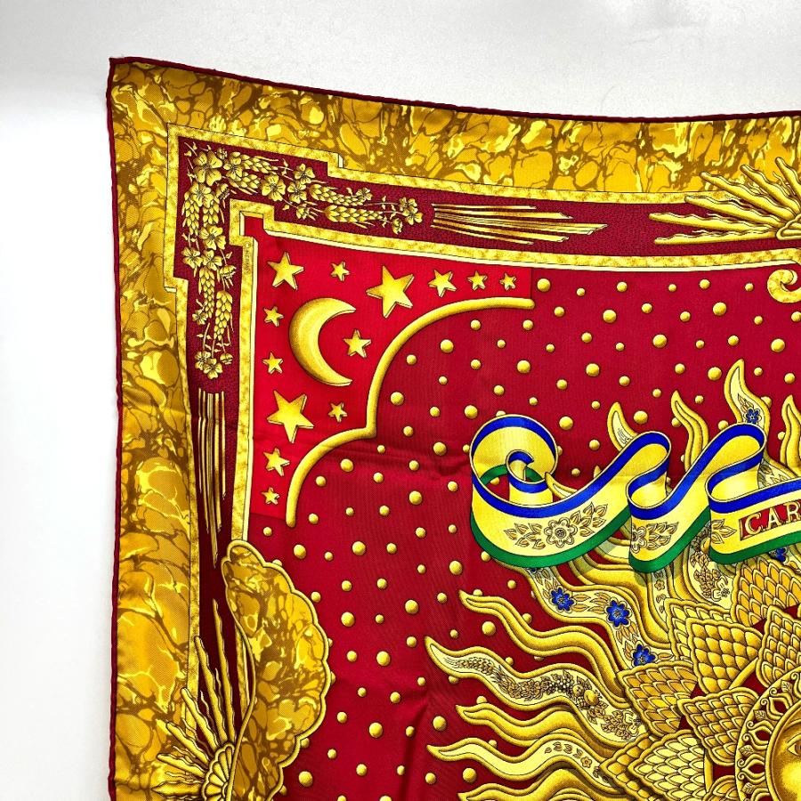 HERMES エルメス CARPE DIEM 今日一日を楽しむ 太陽 月 星 カレ90 カレ 90 スカーフ レッド レディース【中古】 | HERMES | 03