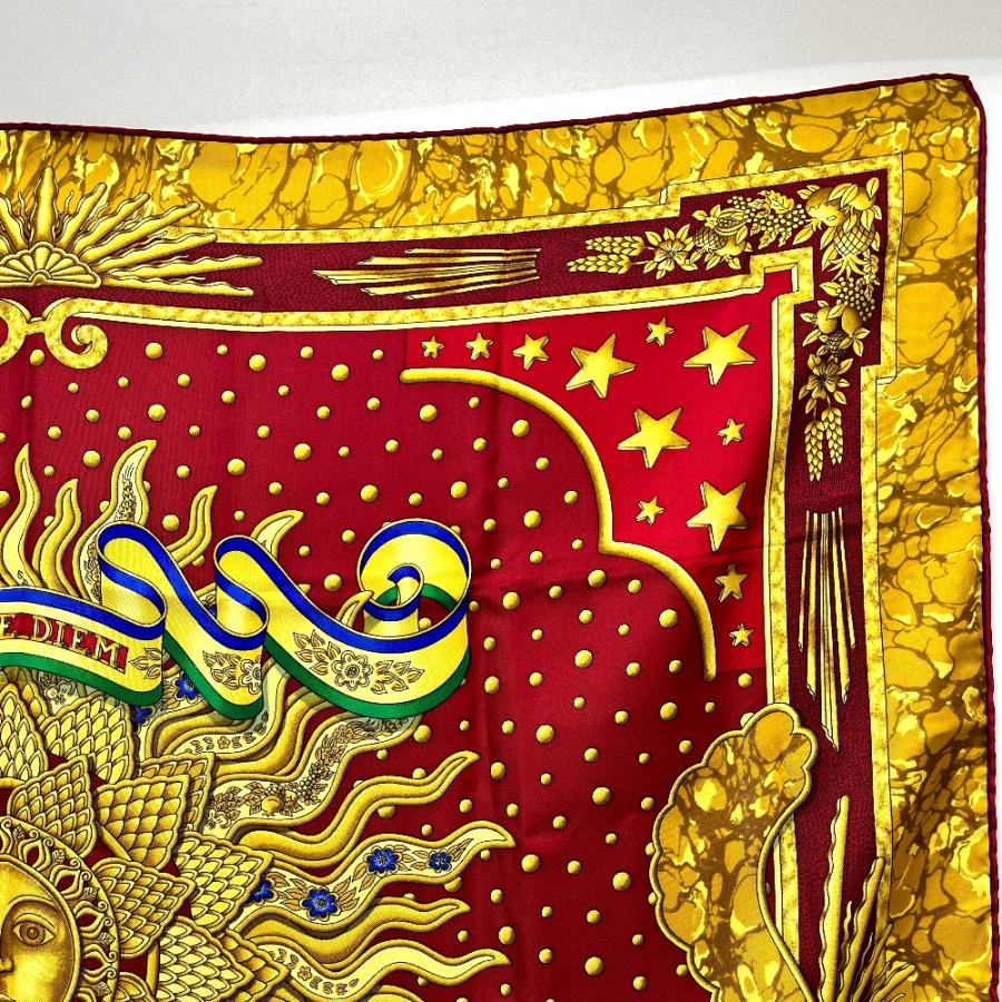 HERMES エルメス CARPE DIEM 今日一日を楽しむ 太陽 月 星 カレ90 カレ 90 スカーフ レッド レディース【中古】 | HERMES | 04