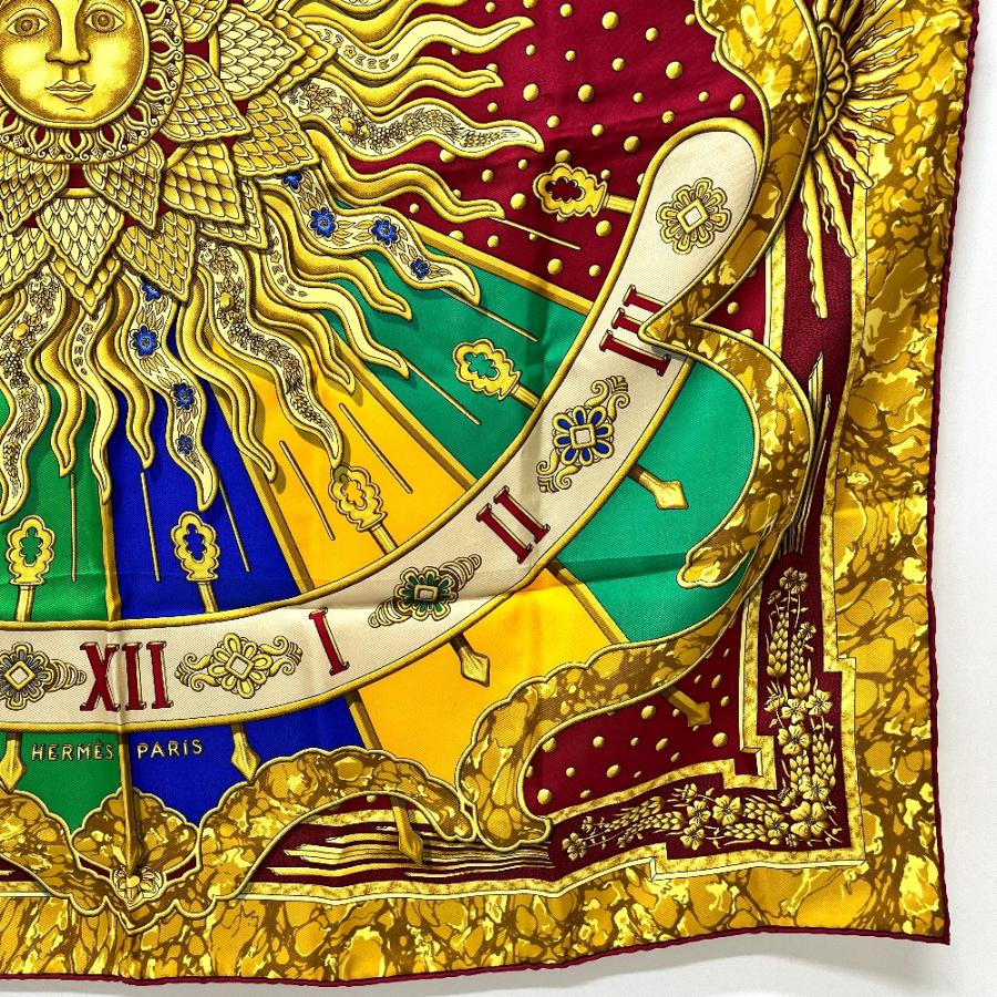 HERMES エルメス CARPE DIEM 今日一日を楽しむ 太陽 月 星 カレ90 カレ 90 スカーフ レッド レディース【中古】 | HERMES | 05