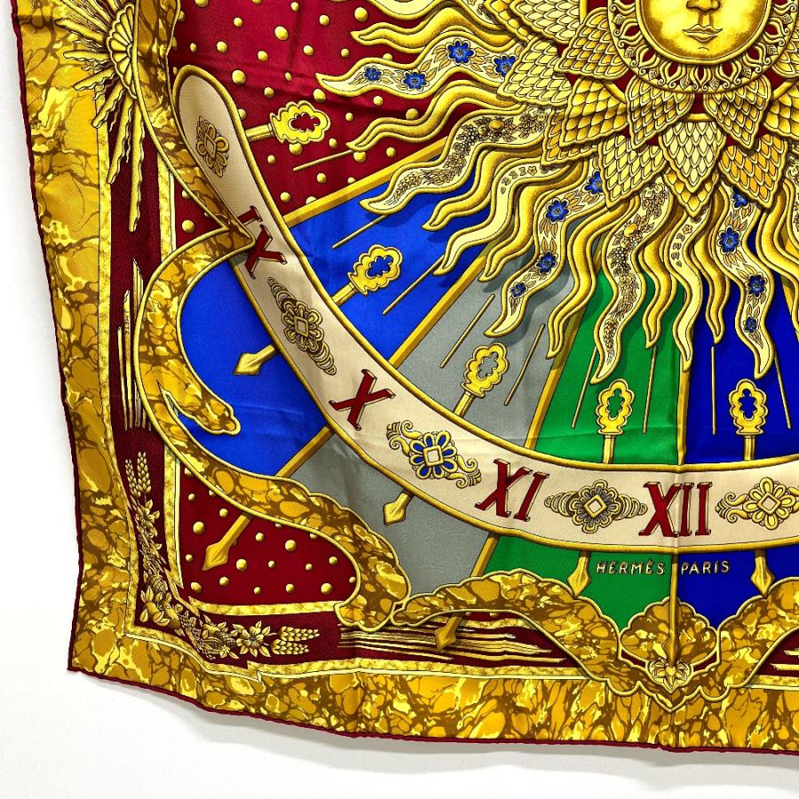 HERMES エルメス CARPE DIEM 今日一日を楽しむ 太陽 月 星 カレ90 カレ 90 スカーフ レッド レディース【中古】 | HERMES | 06