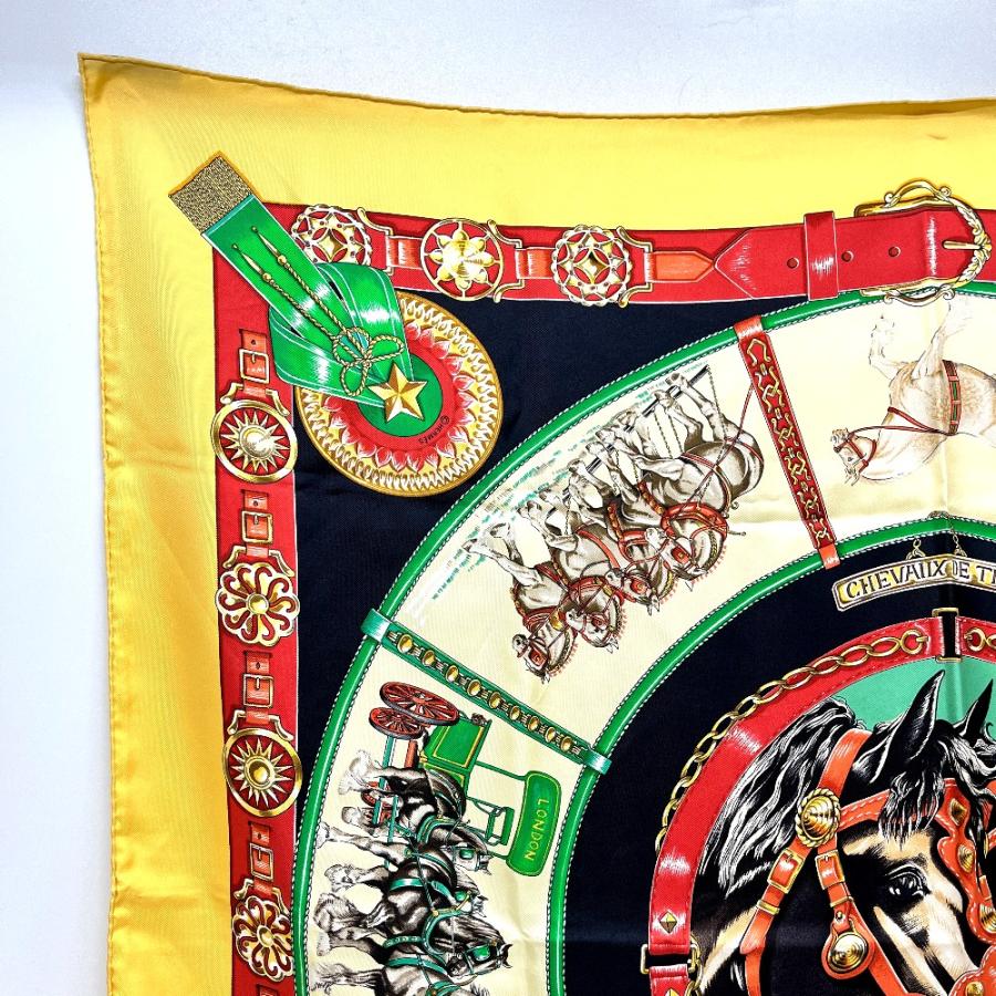 HERMES エルメス CHEVAUX DE TRAIT 輓馬 カレ90 カレ 90 スカーフ オレンジ レディース【中古】 | HERMES | 03