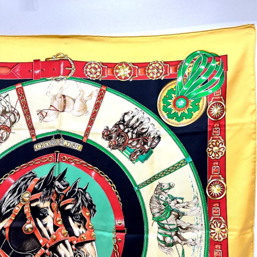 HERMES エルメス CHEVAUX DE TRAIT 輓馬 カレ90 カレ 90 スカーフ オレンジ レディース【中古】 | HERMES | 04