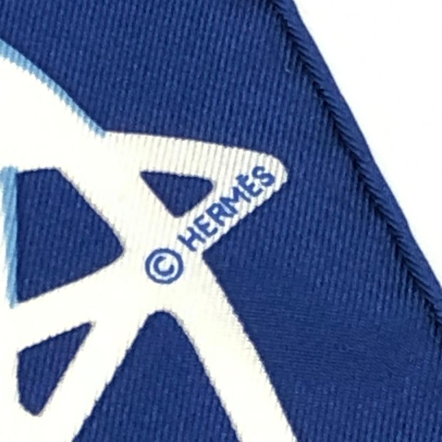 未使用 HERMES エルメス カレ40 CALECHE ELASTIQUE カレーシュ エラスティック ファッション小物 スカーフ ブルー レディース【中古】 | HERMES | 06