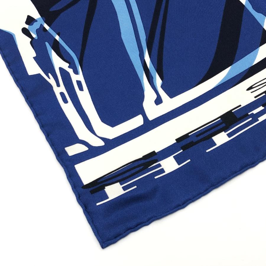 未使用 HERMES エルメス カレ40 CALECHE ELASTIQUE カレーシュ エラスティック ファッション小物 スカーフ ブルー レディース【中古】 | HERMES | 08