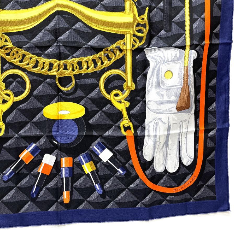 未使用 HERMES エルメス カレ90 BEAUTE COMPOSEE ボテ・コンポゼ カレ 90　アパレル小物 スカーフ ブルー レディース【中古】 | HERMES | 04