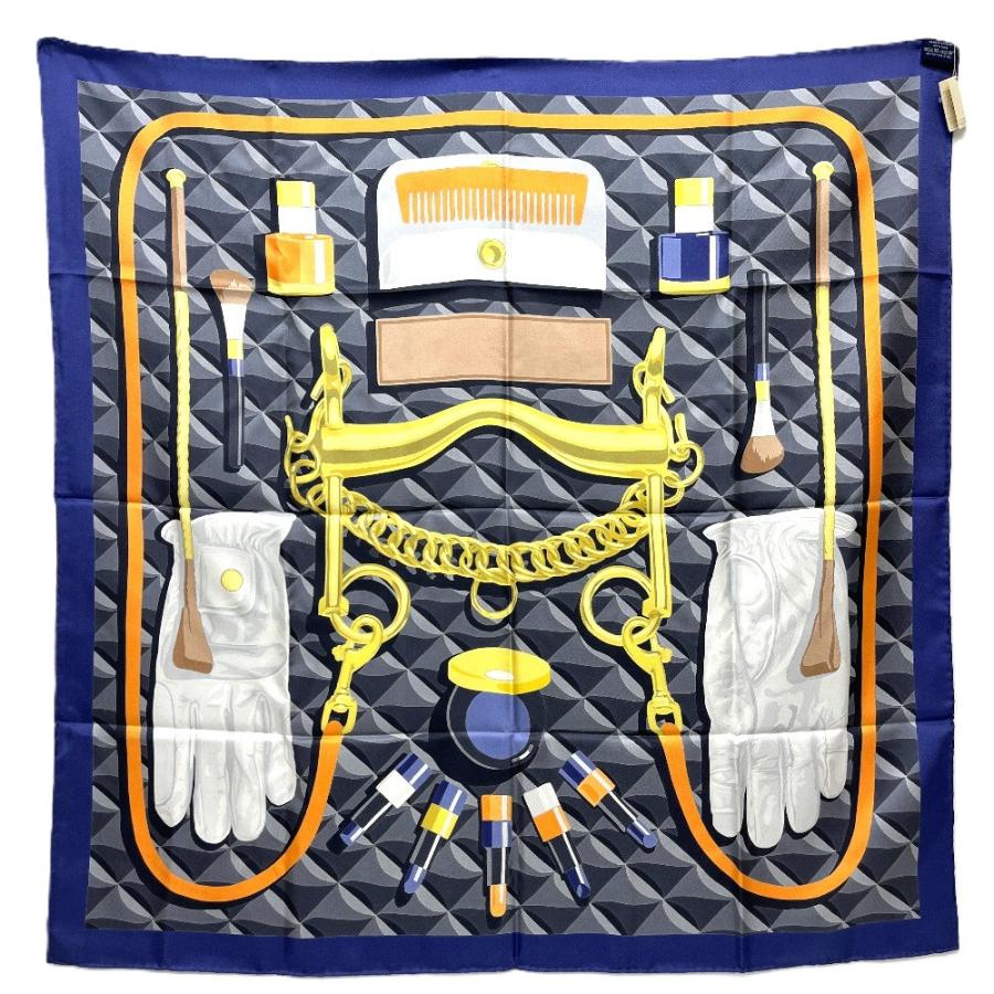 未使用 HERMES エルメス カレ90 BEAUTE COMPOSEE ボテ・コンポゼ カレ 90　アパレル小物 スカーフ ブルー レディース【中古】 | HERMES | 05