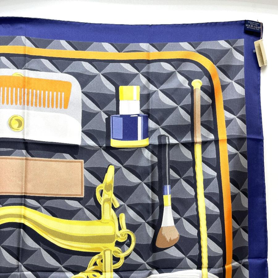 未使用 HERMES エルメス カレ90 BEAUTE COMPOSEE ボテ・コンポゼ カレ 90　アパレル小物 スカーフ ブルー レディース【中古】 | HERMES | 07