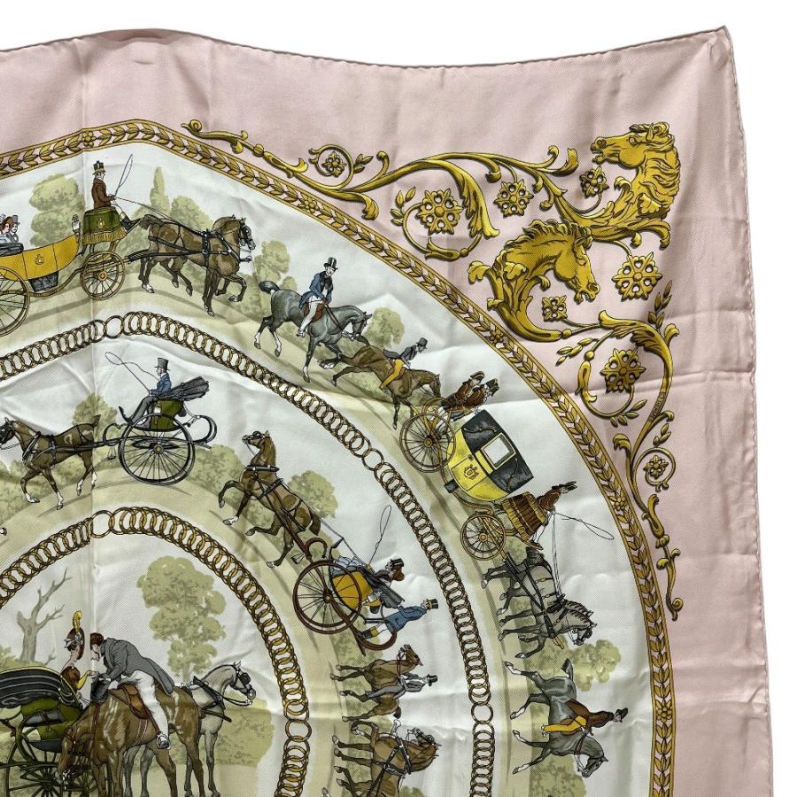 HERMES エルメス カレ90 ロンシャンへの散歩道 カレ  スカーフ ピンク レディース【中古】 | HERMES | 04