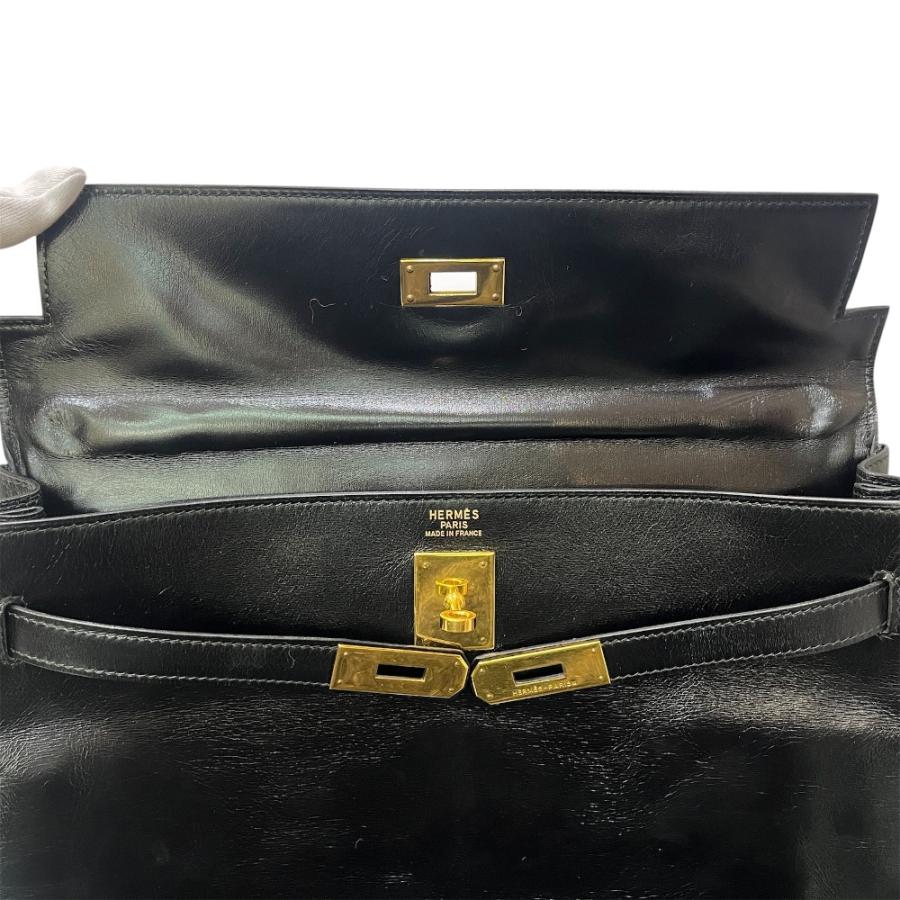 HERMES エルメス ケリー35 ケリー 35 内縫い カバン ゴールド金具 ハンドバッグ ブラック レディース【中古】の画像