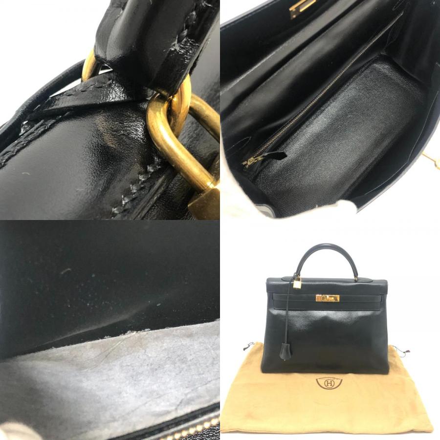 HERMES エルメス ケリー35 ケリー 35 内縫い カバン ゴールド金具 ハンドバッグ ブラック レディース【中古】の画像