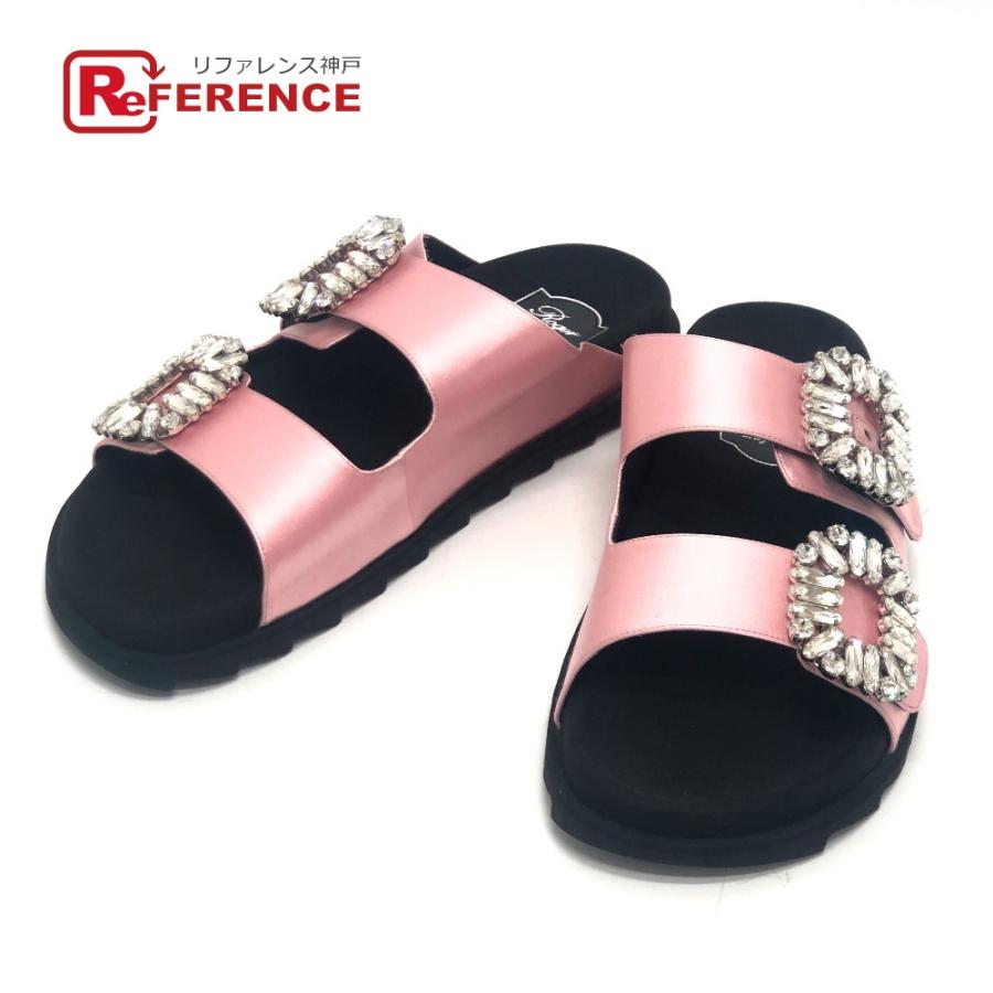 未使用 ROGER VIVIER ロジェヴィヴィエ スライディー ヴィヴ ストラス ニーマン マーカス限定 サンダル ピンク レディース【中古】 | 