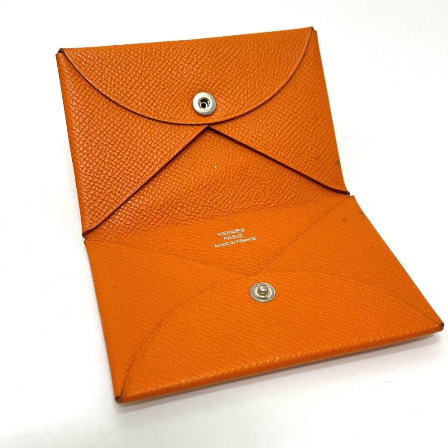 【極美品】HERMES エルメス　カルヴィ　カードケース　名刺入れ　オレンジ HERMES（エルメス） カルヴィ 名刺入れ カードケース オレンジ
