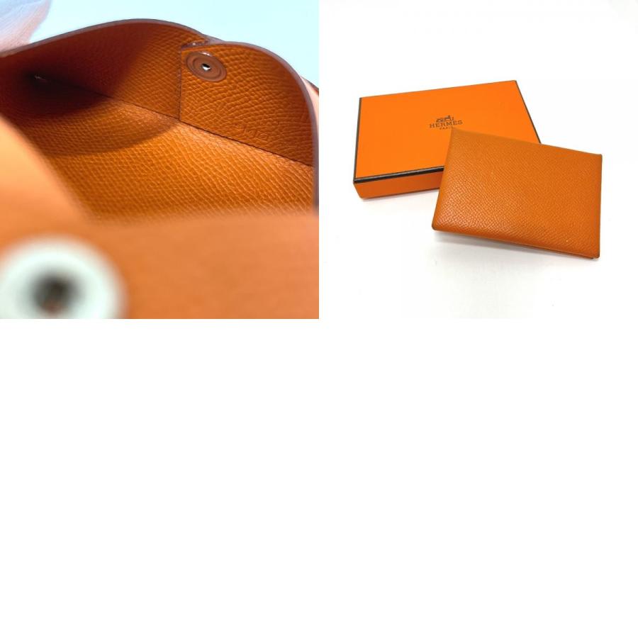 【極美品】HERMES エルメス　カルヴィ　カードケース　名刺入れ　オレンジ HERMES（エルメス） カルヴィ 名刺入れ カードケース オレンジ
