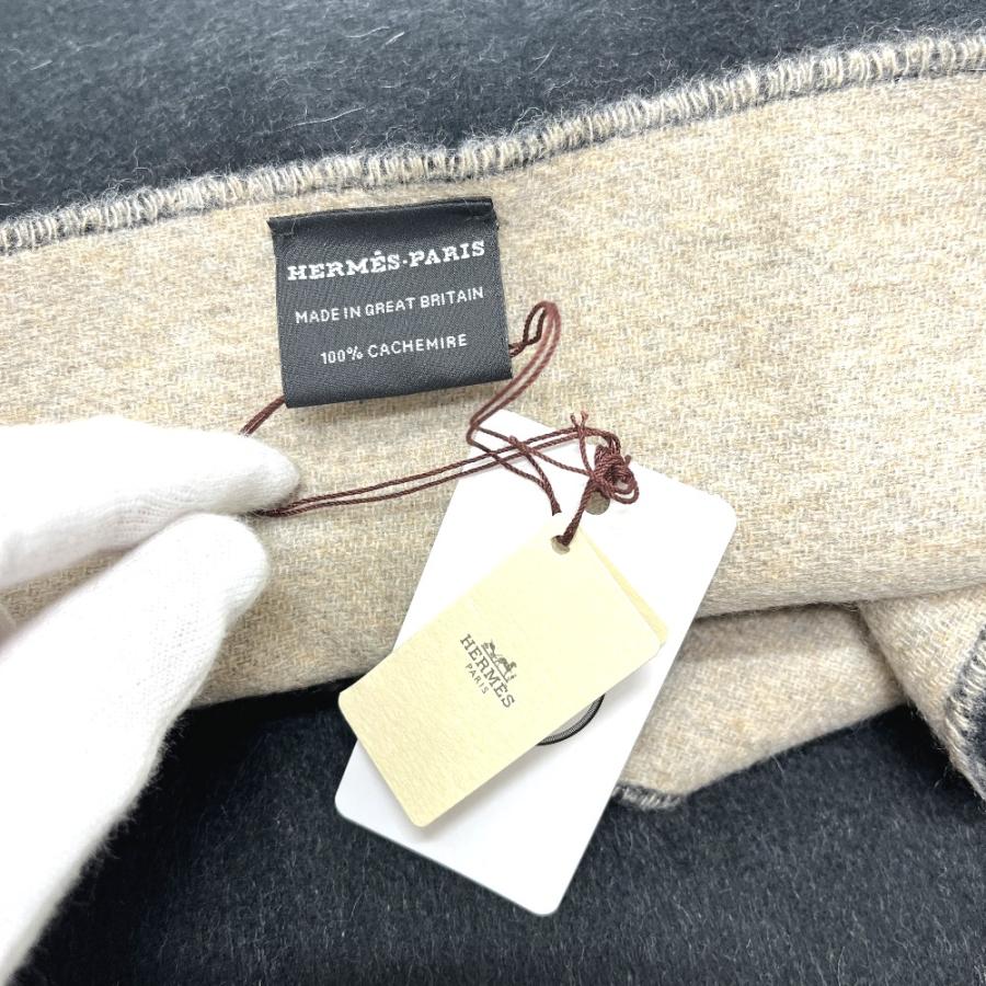未使用 HERMES エルメス ロゴ 大判ストール セリエ刺繍 セリエ仕様 マフラー ブラック レディース【中古】 | HERMES | 05
