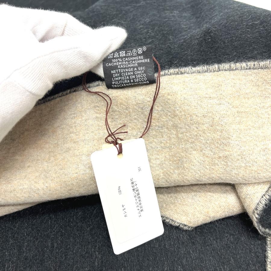 未使用 HERMES エルメス ロゴ 大判ストール セリエ刺繍 セリエ仕様 マフラー ブラック レディース【中古】 | HERMES | 06
