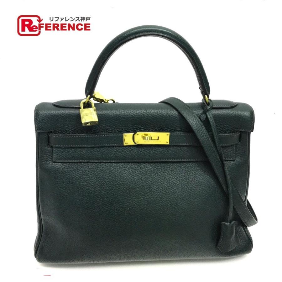 Hermes エルメス ケリー32 内縫い ハンドバッグ モスグリーン系 レディース Nbe Am