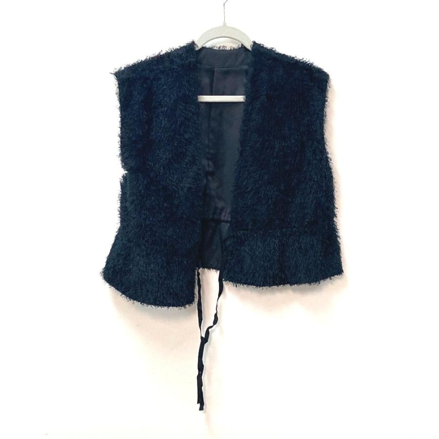 COEL コエル 181403043 ジャガード シャギー リボン ファー ベスト スカート アパレル セットアップ ブラック レディース【中古】 |  | 01