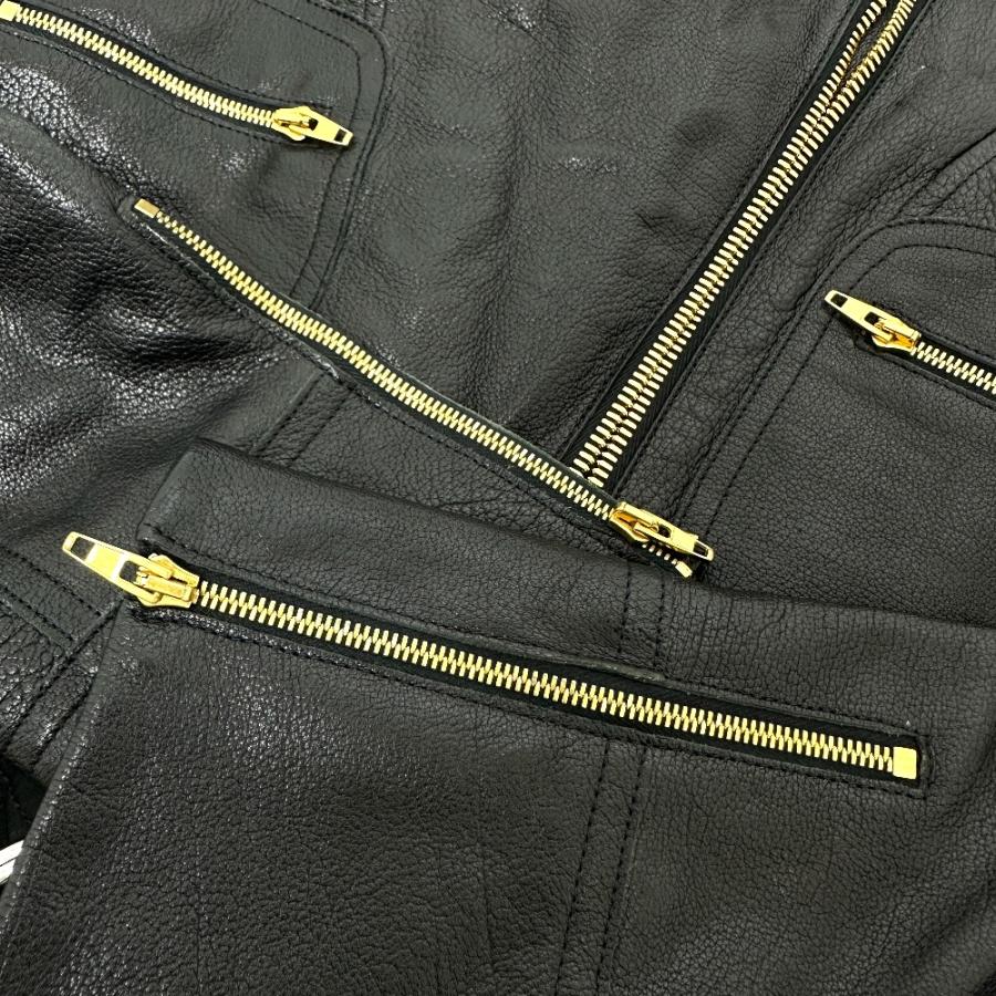 美品 CELINE セリーヌ ジャケット 革ジャン レザージャケット レザー/コットン レディース ブラック ブラック | CELINE | 05