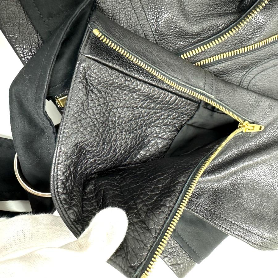 美品 CELINE セリーヌ ジャケット 革ジャン レザージャケット レザー/コットン レディース ブラック ブラック | CELINE | 08