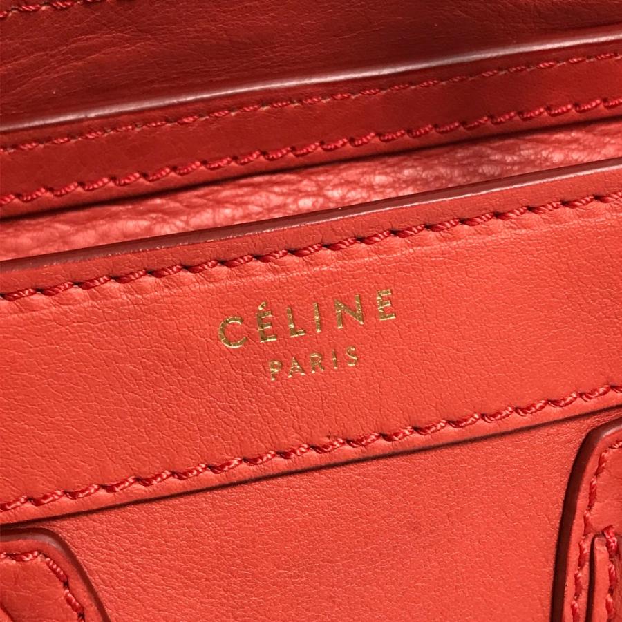 CELINE セリーヌ 168243 ナノショッパー ラゲージ 斜め掛け ショルダーバッグ ハンドバッグ レザー リップスティック レッド【中古】｜reference｜07