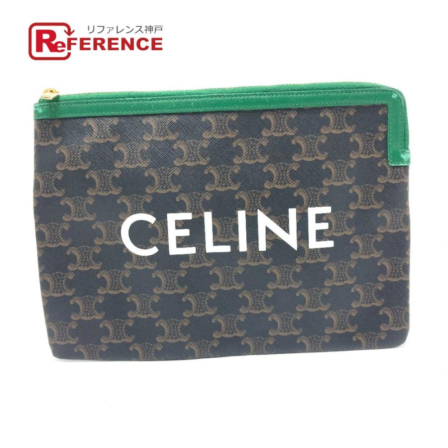 CELINE（セリーヌ） トリオンフ ロゴ ポーチ クラッチバッグ レザー 