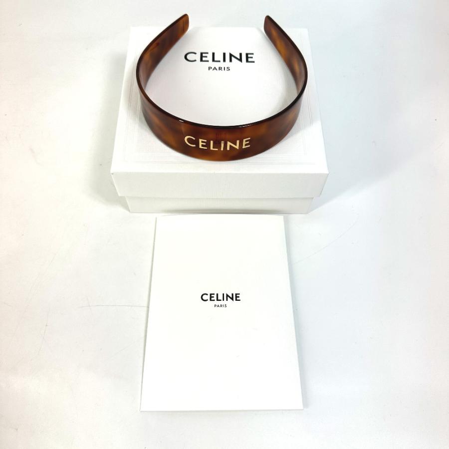 CELINE セリーヌ 46Y376CEA ロゴ ヘッドバンド  ヘアバンド ヘッドバンド カチューシャ アセテート  ブラウン 【中古】美品 | CELINE | 06