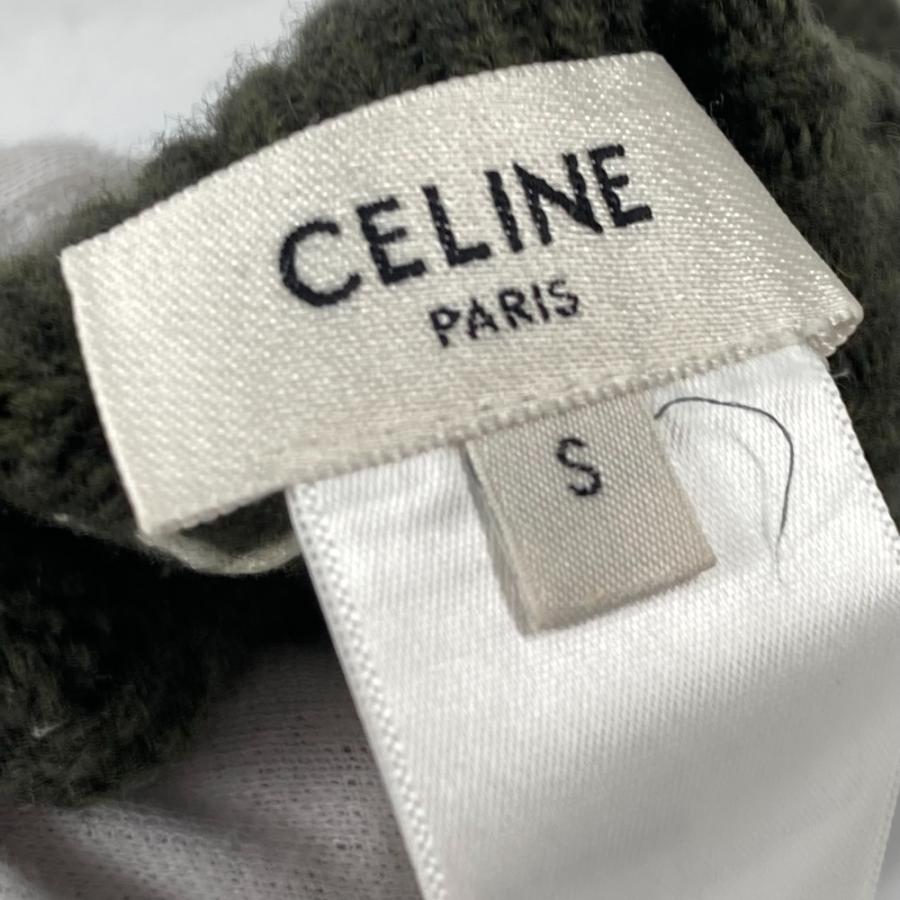 セリーヌ CELINE ロゴ エンブロイダリー 2AC55588S 手袋 グローブ ウール カーキ 美品 CELINE（セリーヌ） 美品 2AC55588S ロゴ エンブロイダリー 手袋