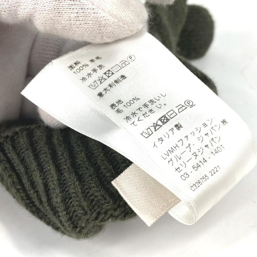 セリーヌ CELINE ロゴ エンブロイダリー 2AC55588S 手袋 グローブ ウール カーキ 美品 CELINE（セリーヌ） 美品 2AC55588S ロゴ エンブロイダリー 手袋