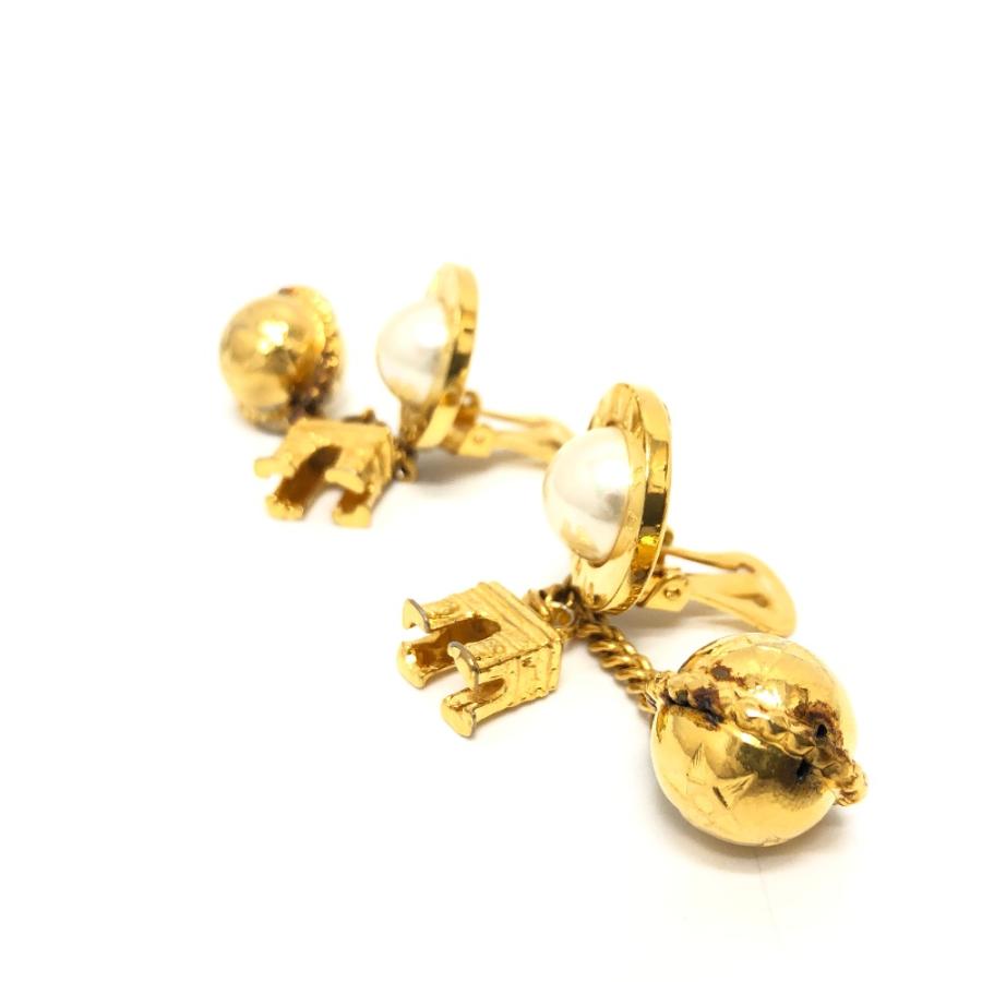 CELINE セリーヌ サークルロゴ フェイクパール 凱旋門 イヤリング アクセサリー イヤリング ゴールド レディース【中古】 | CELINE | 01