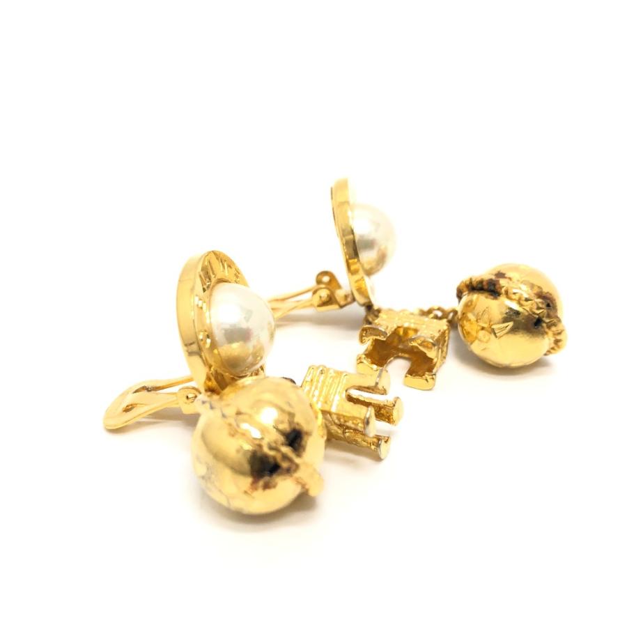 CELINE セリーヌ サークルロゴ フェイクパール 凱旋門 イヤリング アクセサリー イヤリング ゴールド レディース【中古】 | CELINE | 02