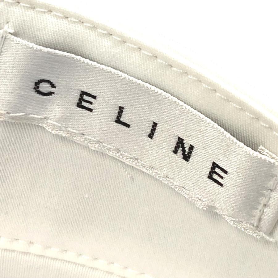 CELINE セリーヌ ロゴ ライン 帽子 バイザー サンバイザー コットン ホワイト×ブルー レディース【中古】 | CELINE | 06