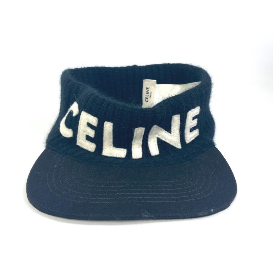CELINE セリーヌ 2AUC9641M バイエディスリマン ロゴ エンブロイダリー 帽子 ヘッドバンド バイザー ニット  サンバイザー 【中古】 | CELINE | 01
