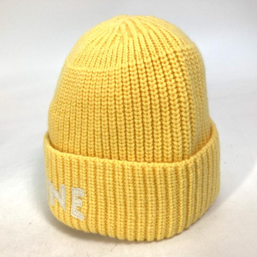 CELINE セリーヌ 2A61W535Q ロゴ エンブロイダリー ビーニー 帽子 ニット帽 ニットキャップ ニット帽 ウール イエロー メンズ【中古】美品 | CELINE | 03