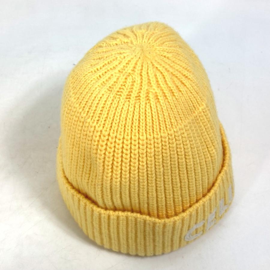 CELINE セリーヌ 2A61W535Q ロゴ エンブロイダリー ビーニー 帽子 ニット帽 ニットキャップ ニット帽 ウール イエロー メンズ【中古】美品 | CELINE | 04