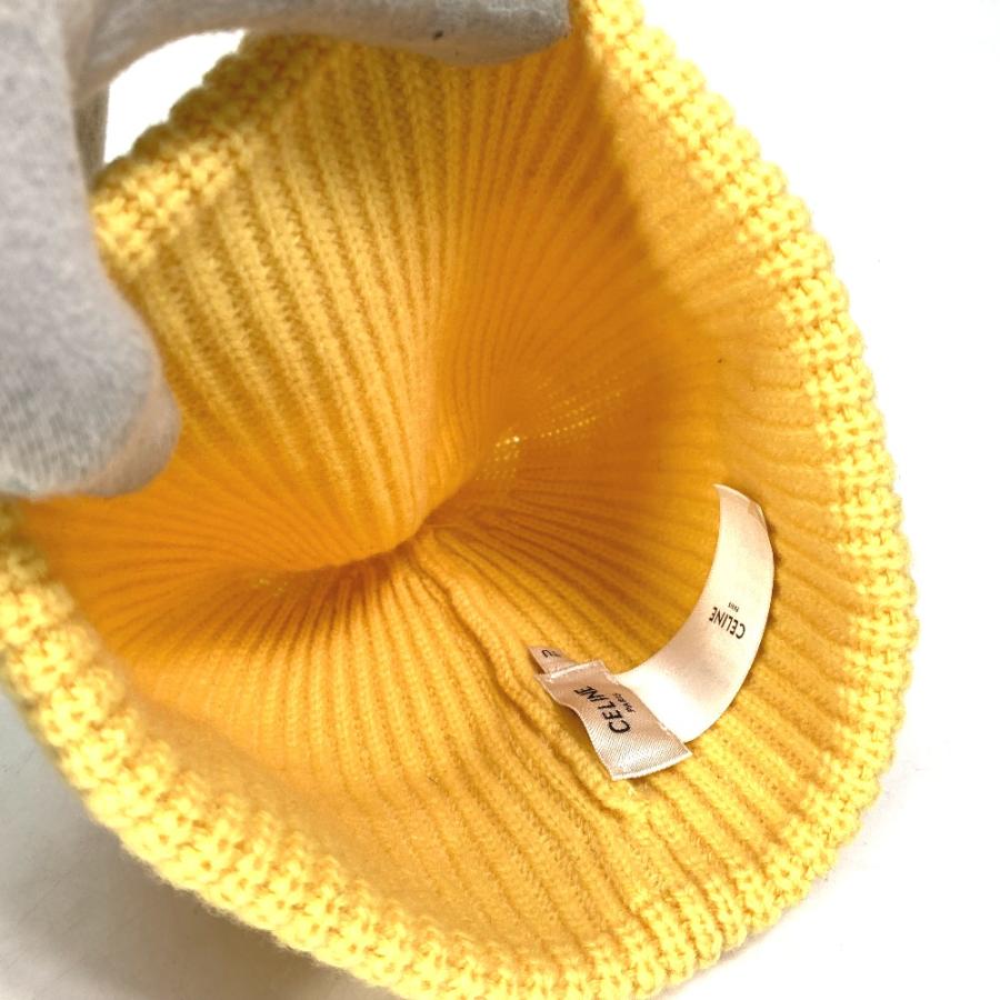 CELINE セリーヌ 2A61W535Q ロゴ エンブロイダリー ビーニー 帽子 ニット帽 ニットキャップ ニット帽 ウール イエロー メンズ【中古】美品 | CELINE | 05