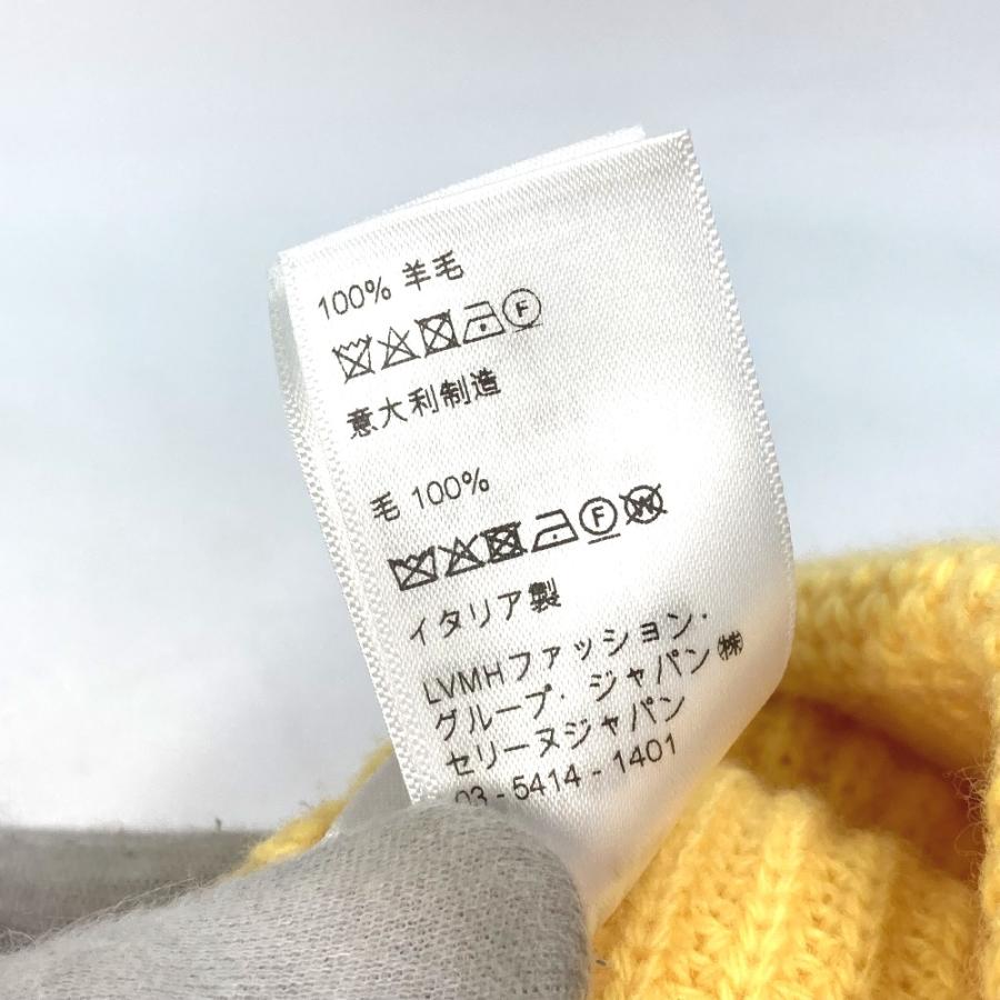 CELINE セリーヌ 2A61W535Q ロゴ エンブロイダリー ビーニー 帽子 ニット帽 ニットキャップ ニット帽 ウール イエロー メンズ【中古】美品 | CELINE | 07