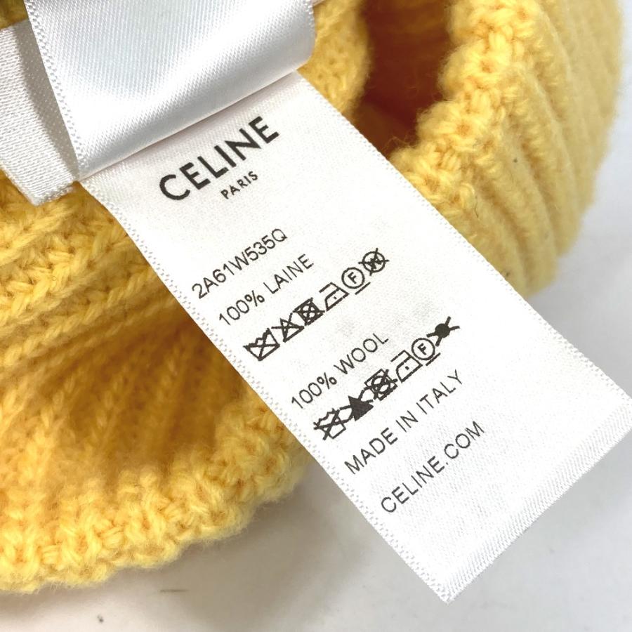 CELINE セリーヌ 2A61W535Q ロゴ エンブロイダリー ビーニー 帽子 ニット帽 ニットキャップ ニット帽 ウール イエロー メンズ【中古】美品 | CELINE | 08
