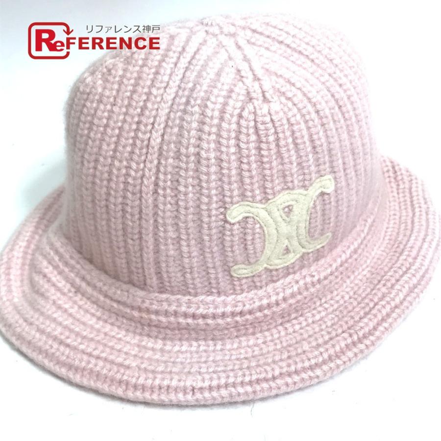 美品 CELINE セリーヌ 2A80T384D トリオンフ クロシェハット ニット ハット帽 帽子 バケットハット ボブハット ハット ピンク レディース【中古】 | CELINE
