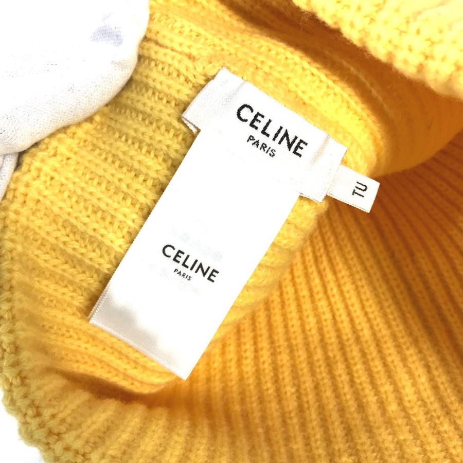 CELINE セリーヌ ロゴ ビーニー 帽子 ニット帽 ニットキャップ ニット帽 イエロー レディース【中古】 | CELINE | 06