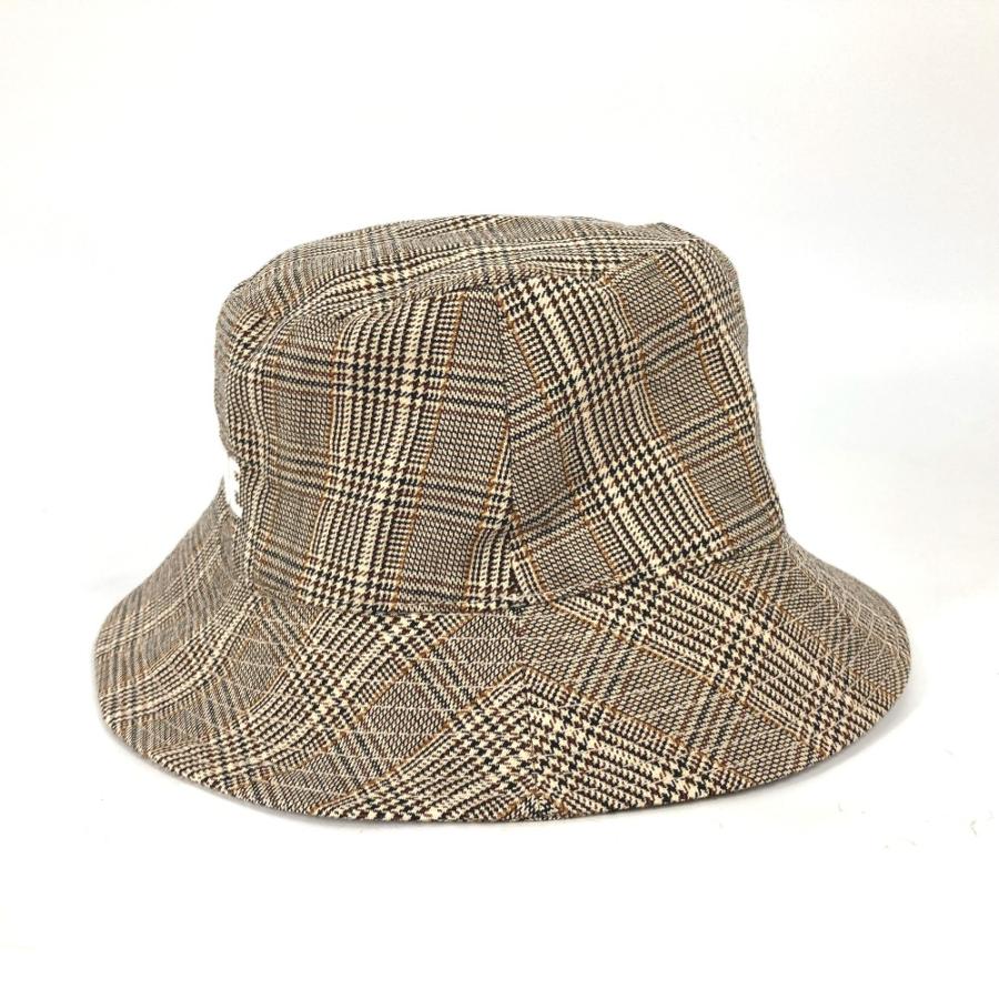CELINE セリーヌ ロゴ チェック ハット帽 帽子 バケットハット ボブハット ハット ブラウン レディース【中古】 | CELINE | 03